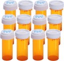 Plastikowe butelki pustych piłek z podwójnym użyciem (Child Resistant & Easy Open) Czapki - Medicine Container Pill Case Dispenser Organizer (8 Dram, 12szt)