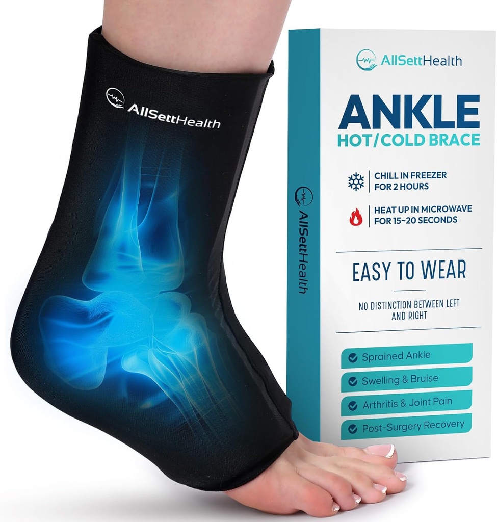 Ankle Ice Pack Wrap for Swelling - Hot/Cold Therapy Ice Wrap for Foot Pain Relief, Heel Pain Relief, Plantar Fasciitis, Achilles Tendonitis Relief, Sprained Ankle Compression, (Large/XL)