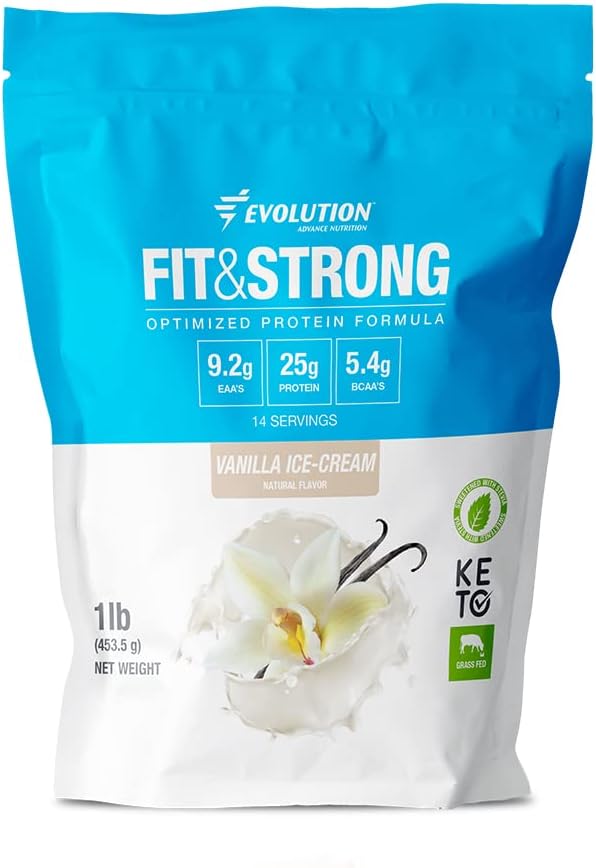 Evolution Advance Nutrition Grass Fed 100% Proszek z białka serwatki - czysty proszek proteinowy z BCAA, Szybkie Absorbowanie i Szybkie Spożywanie do optymalnego odzysku mięśni - 1 funt (Vanilla)