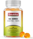 NAC Gummies Sugar Free, N Acetyl Cysteine NAC Supplement 1000mg for Antioksydants, Lung & Liver Health, Immune Support, Vegan Orange Flavor, 60ct