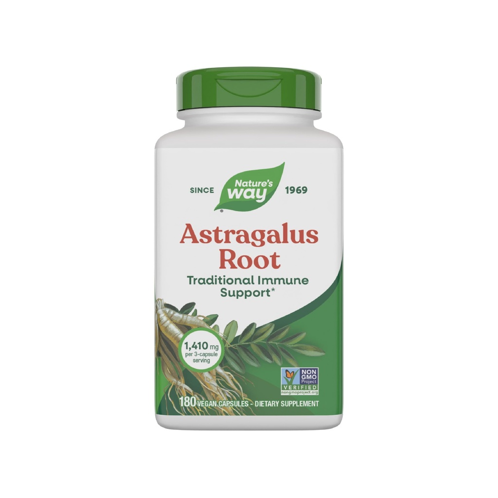 Nature 's Way Astragalus Root, Tradycyjne wsparcie immunologiczne *, 1,410 mg na 3- Kapsułka Podawanie, Nie-GMO Projekt zweryfikowany, Vegan 180 Kapsułki (Opakowania maja Vary)