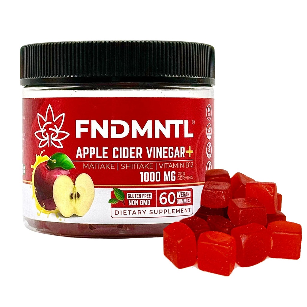 FNDMNTL Jabłko Cydr Gummie Winiarskie 124; Maitake, Shitake, Witamina B12 Bilans 124; 1000 mg Bilans 124; 60 Hrabia 124; Żelatyna Wolny, Gluten- Free, Wegan & Non-GMO