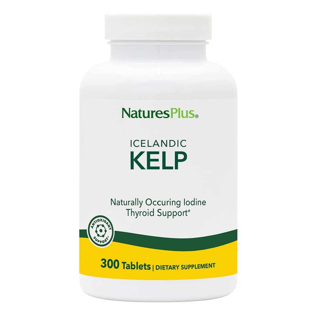 NaturesPlus IslandAndic Kelp - 150 μg jodu; 150 mg Kelp- 300 tabletek wegetariańskich - Naturalny suplement jodu - Bezglutenowy - 300 Servings