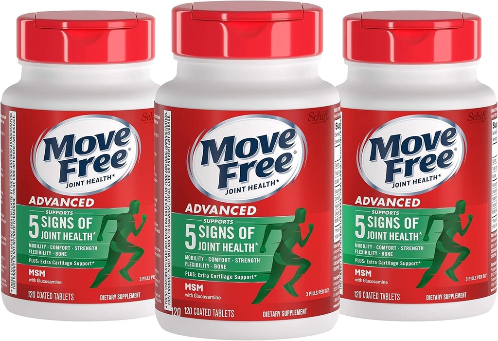 Schiff Move Free Advanced Tablets Plus 1500mg MSM - 120 tabletek powlekanych, opakowanie po 3