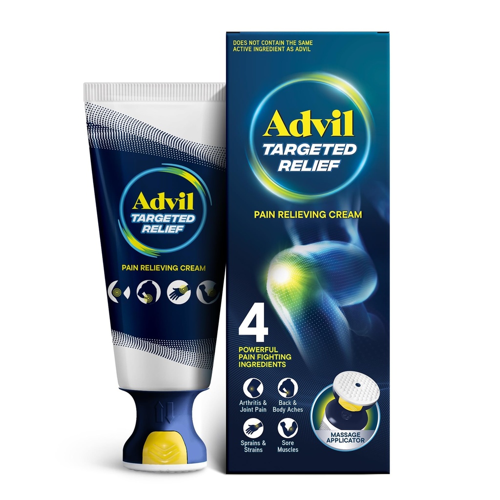 Advil ukierunkowane przeciwbólowe łagodzenie śmietanki z masażem, do 8 godzin silne łagodzenie łagodnego bólu stawów, bóle stawów, bóle pleców i mięśni, 2,5 oz