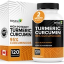 Renew Actives Turmeric Curcumin with Black Pepper - 600MG Turmeric Root, 100MG Curcuminoids per 2 Kapsułki - Wsparcie trawienia, Zdrowie wątroby, Joint Relief & Mobilność - Made in Canada - 120 Kapsułki