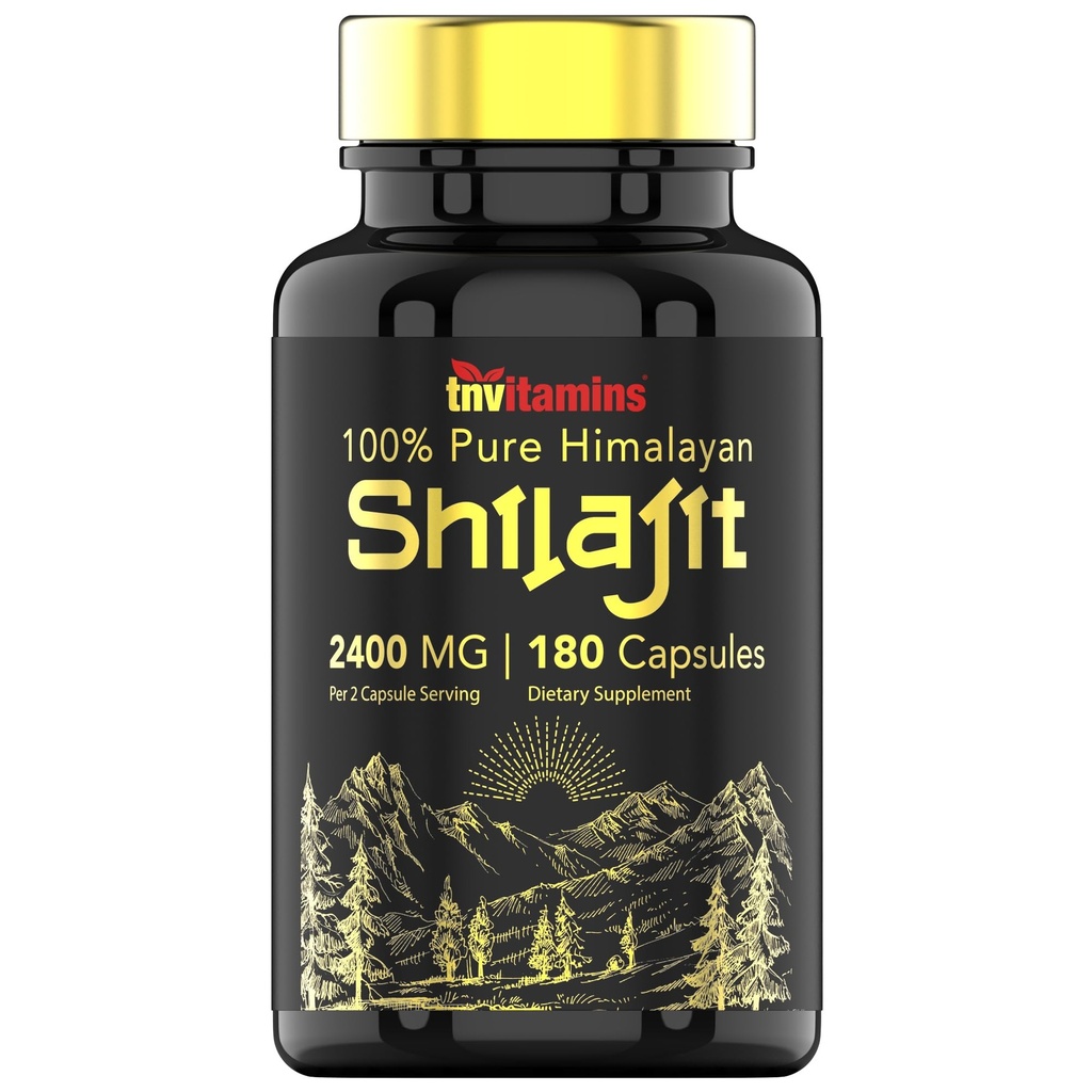 Tnwitaminy Shilajit kapsułki 2400 MG - 180 Kapsułki 124; 100% Pure Himalayan Shilajit kapsułki dla mężczyzn i kobiet 124; Shilajit Resin Supplement Supplement 124; Trzy miesiące dostawy!
