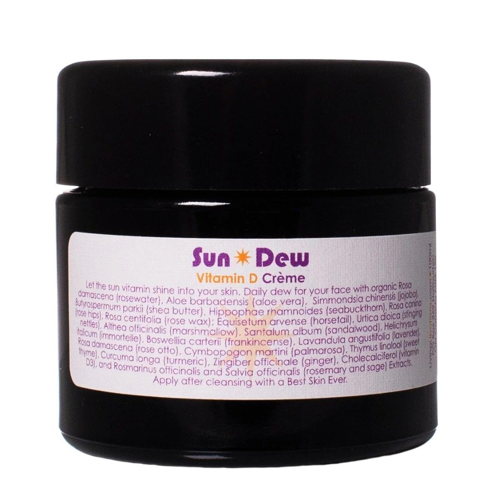 POMIESZCZENIA - Organiczne Sun Dew Przezskórna Witamina D Crème 124; Naturalne, Dzikie, Wegańskie Czyste Piękno (3.38 oz 124; 100 ml)