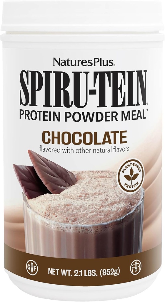 NaturesPlus SPIRU- TEIN, Czekolada - 2,1 lb, Opakowanie 2 - Wstrząs białkowy na bazie plantacji - Nie-GMO, Wegetarianin, Gluten Free - 68 Sługi ogółem