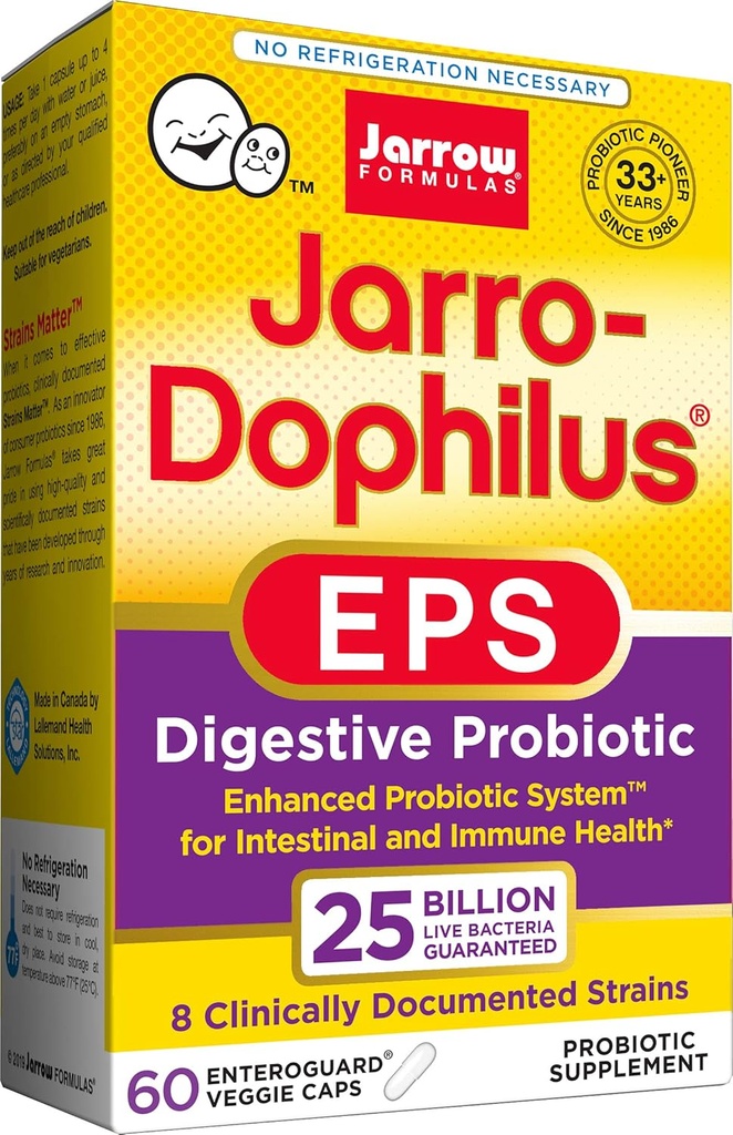 Jarrow Figuras Jarro- Dophilus EPS Wyższa potencja, 25 Miliard komórek na kapsułki wegetariańskie, wspiera zdrowie przewodu pokarmowego, 60 Hrabia (Cool Ship, Pack of 2)