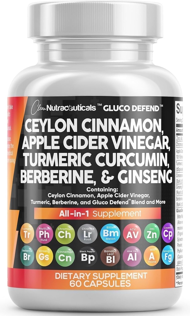 Kapsułki z cynamonem Cejlon + Berberine Turmeric Jabłko Cydr Ginseng Ginseng Ginseng Gimnema Melon Mleko Thistle Kozieradka Suplement Pigułki Proszek dla mężczyzn i kobiet