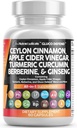 Kapsułki z cynamonem Cejlon + Berberine Turmeric Jabłko Cydr Ginseng Ginseng Ginseng Gimnema Melon Mleko Thistle Kozieradka Suplement Pigułki Proszek dla mężczyzn i kobiet