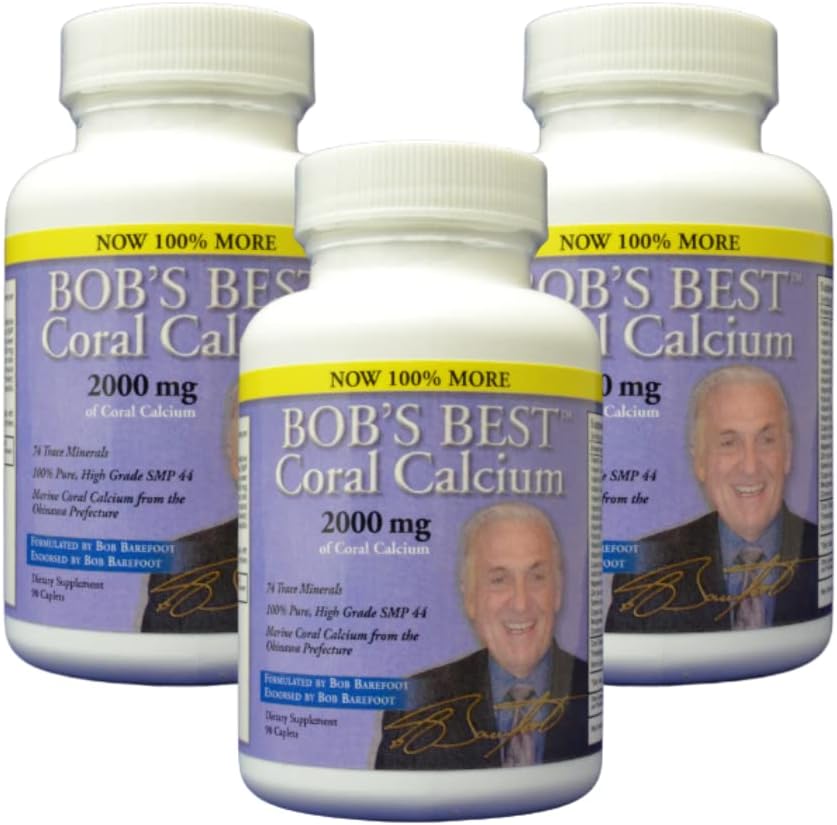 Bob 's Best Coral Calcium 2000mg, 3 PACK of 90 Caplets NEW ULEPSZONEJ FORMULACJI!