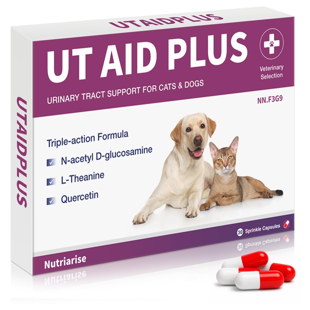 Naturalne UTI Leczenie Koty i Psy - Antybiotyki - Bezobjawowy moczowy Tract Infection Supplement Supplement - Bledder & Nerki Zdrowie - Nietrzymanie moczu Zapobieganie - 30 Kapsułki
