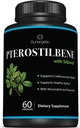 Premium Pterostilbene Supplement - Pterostilbene z Resveratrol & Quercetin - Pomaga zdrowemu starzeniu się - Naturalne źródło Pterostilbene 100 mg na jedną porcję - 60 kapsułek