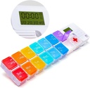 7 Day Medicine Pill Organizer, 4 Reminder Alarms, Dźwięk głośny, 14 Duże kombinezony, Duży ekran, Moisture- Dowód, Travel Weekly / Daily Pill Box / Organizator / Case / Container / Dispenser, AM / PM 2 razy dziennie
