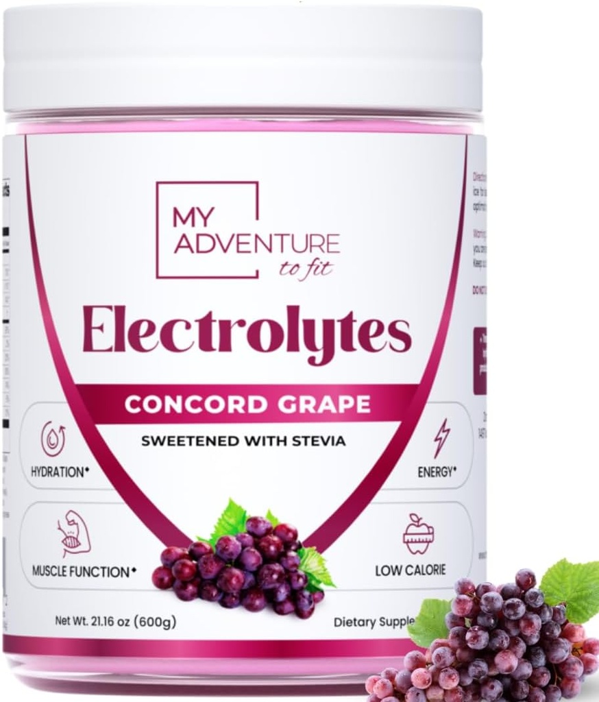 Zero Sugar - Concord Grape Electrolytes Powder - Odświeżająca mieszanka nawadniająca - Bezkofeinowa energia ze wszystkimi naturalnymi składnikami - Wegan, Keto & Paleo - Bezcukrowy napój elektrolitów - 120 Słupki