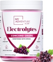 Zero Sugar - Concord Grape Electrolytes Powder - Odświeżająca mieszanka nawadniająca - Bezkofeinowa energia ze wszystkimi naturalnymi składnikami - Wegan, Keto & Paleo - Bezcukrowy napój elektrolitów - 120 Słupki