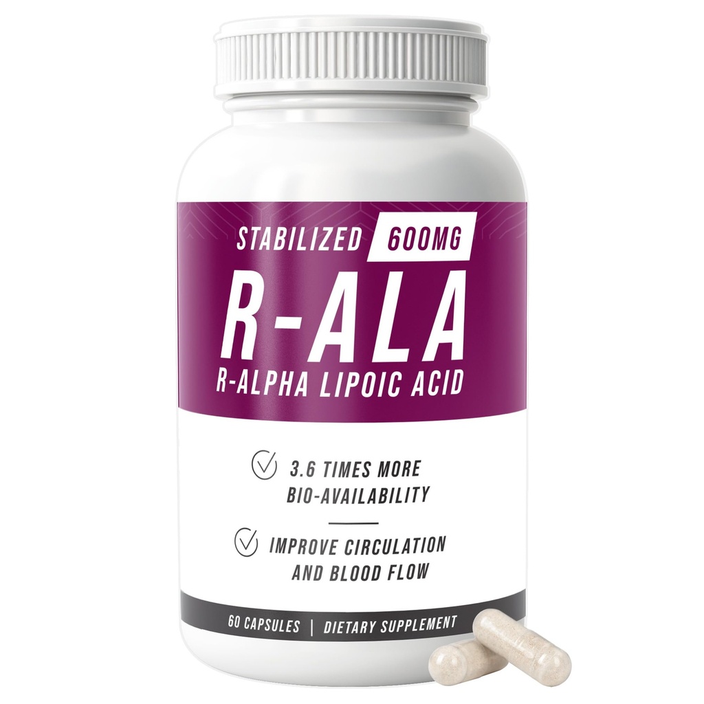 NERVE RENEW R- ALA Stabilizowany R Kwas lipowy alfa 600mg Nerve Supplement 60 kapsułki