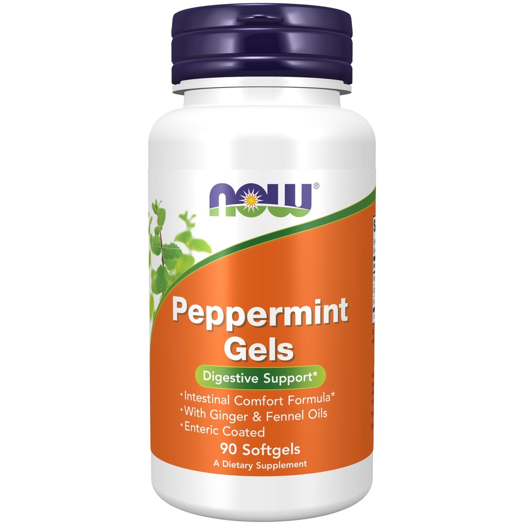 Teraz żywności Suplementy, mięta pieprzowa żele z olejami imbirowymi i kopru, Enteric Coated, Poparcie trawienne *, 90 Softgels