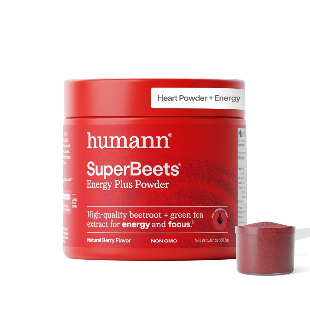 Humanin SuperBets Energy Plus z ekstraktem z nasion winorośli - Burak korzeniowy, ekstrakt zielonej herbaty, kofeina, Witamina C, Non-GMO, 5.87oz