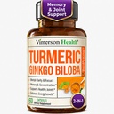 Ginkgo Biloba i kurkumina kurkuminy kurkuminy z Black Pepper & Organic Tumeric - Naturalny suplement Turmeric for Focus, Memory, Joint & Brain Health - 60 Kapsułek Ginko Biloba z Curcuma