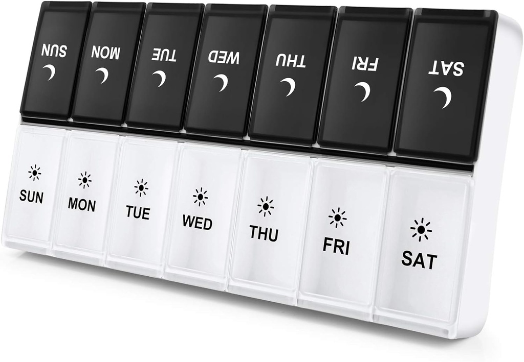 2 razy dziennie, XL Weekly Pill Box 2 na dzień, AM PM Pill Case, Day Night Pill Container 7 dzień, Witamina Case Dwa razy dziennie