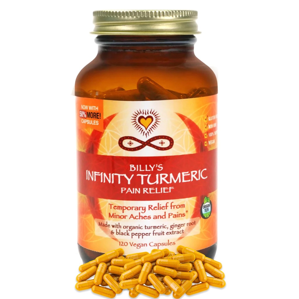 Nieskończoność Kapsułki Turmerowe, suplement Curcumin o dużej mocy, USDA Certified Organic Supplement with Black Pepper and Ginger, Surowy, Wegan gluten Free
