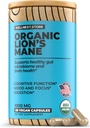 Lions Mane Mushroom Organic Supplement (Hericium Extract) 60 Veggie Caps - Immune Supplement Supplement; Poprawa funkcji kognitywnych + Promowanie witalności, Chronić komórki nerwowe
