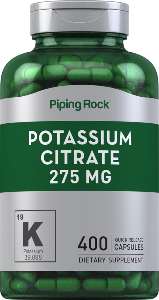 Pining Rock Potasu Citrate Supplement Supplement 124; 275 mg Supplement 124; 400 Kapsułek Supples 124; Non- GMO, Gluten Free