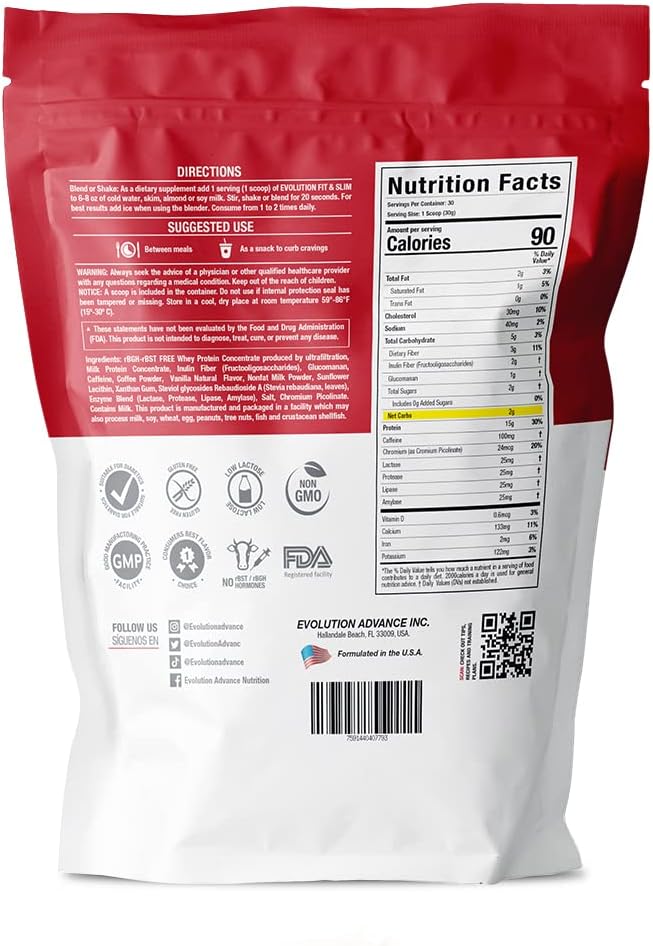 Evolution Advance Nutrition Fit & Slim Blend - Grass- Fed białka serwatki proszek do łatwej trawienia, Keto- Zatwierdzony, Non-GMO, Stewia Sweetened, Natural Flavor - 2 funty (Frappullicious Coffee)