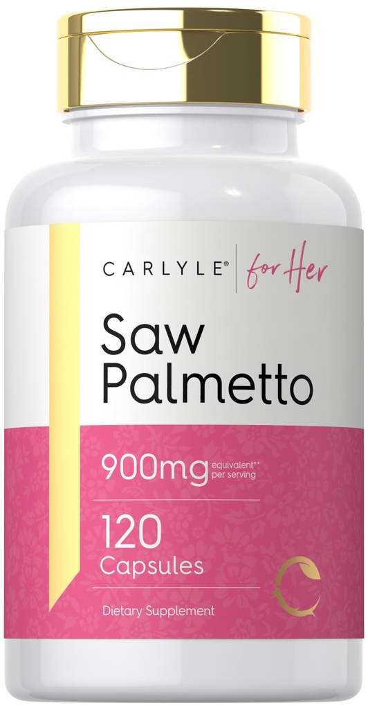 Carlyle Saw Palmetto dla kobiet 900mg Xiv 124; 120 Kapsułek Xiv 124; Full Spectrum Extract Supplement Xiv 124; Non- GMO, Gluten Free Supplement Xiv 124; dla niej