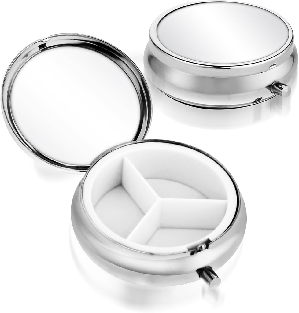 Sibba 3 Przenośny pióro lekarskie Case, Podróże wielofunkcyjne Moisture Pill Box for Purse & Pocket, Cute Metal Medicine Pill Organizer Box dla witamin, Olej rybny i suplementy