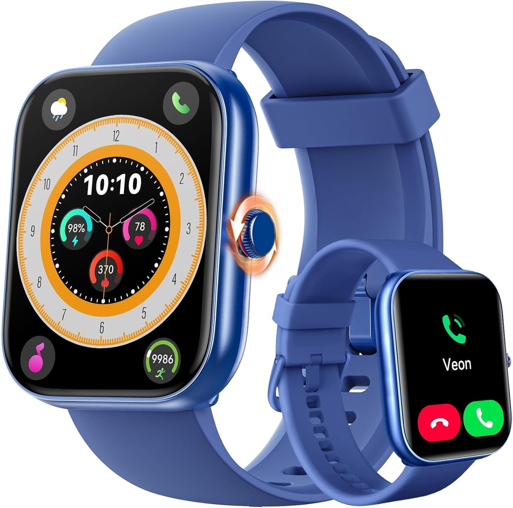 ENOMIR Smart Watch for Women Men (Odpowiedź / Wykonanie połączeń) Kompatybilny z iPhone / Android / Samsung, Alexa Built- in, [1.91 "HD Screen] Wodoodporny Fitness Watch with Heart Rate / Sleep / SpO2 Monitor (Blue)