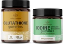 HERBAMAMA Glutation and Iodine Kit - Bundle of 500 mg Reduced L- Glutathione & Potase Iodine Gummies - Vegan, Non-GMO, Żelatin- Free - 2 Pack