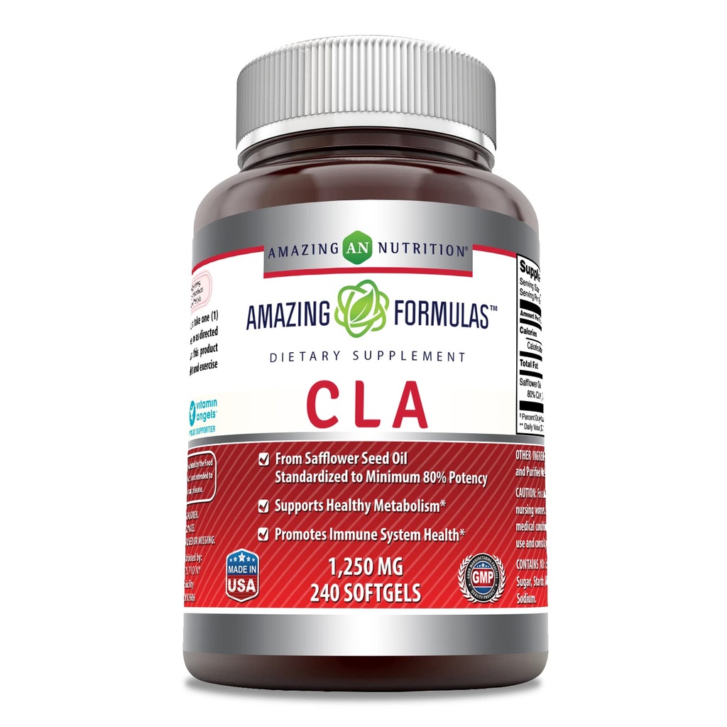 Amazing Formulas CLA 124; Conjufared Linoleic Acid Supplement Budapest 124; 1250 Mg Budapest 124; Softgels Budapest 124; Non-GMO Budapest 124; Gluten- Free Budapest 124; Made in USA (240 Count)