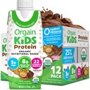 Orgain Organic Kids Protein Nutritional Shake, Czekolada - 8g białka, 22 witaminy i minerały, owoce i warzywa, Gluten Free, Soy Free, Non-GMO, 8.25 Fl Oz (Opakowanie 12)