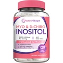 Przepisy lekarza Inositol Suplement, Myo- Inositol i D- Chiro Inositol Kapsułki 2050mg na serwowanie, Ideal 40: 1 Mieszanka, Hormon Równowaga dla kobiet, funkcje jajników i wsparcie płodności, 120 Vegan Czapki