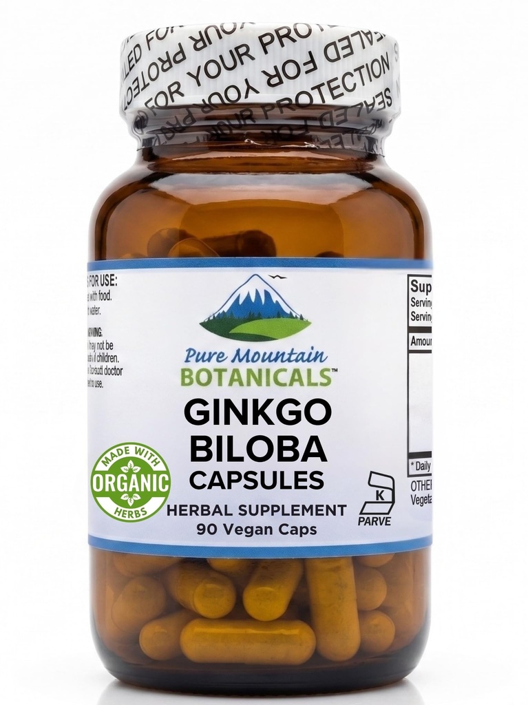 Kapsułki Ginkgo Biloba - Kosher Vegan Caps z 400 mg Ginkgo Biloba Leaf i Ginko Extract Supplement