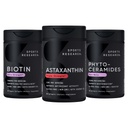 Sports Research ® Healthy Skin and Hair Support - Wegan Biotin 10,000mcg z olejkiem kokosowym, Triple Strength Astaxantina 12 mg, i Phytoceramides 350mg na Softgel · Non-GMO · Vegan · Gluten- Free