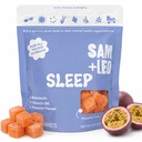 SAM + LEO Gummies Sleep dla dzieci i nastolatków z Melatonin, Kwiat Pasji i Witamina B6 - Delikatne Gummies Sen Pomoc dla niespokojnych snu 124; Naturalny, bez narkotyków, Wegan & Gluten Free, Passion Fruit Flavor (60 ct)