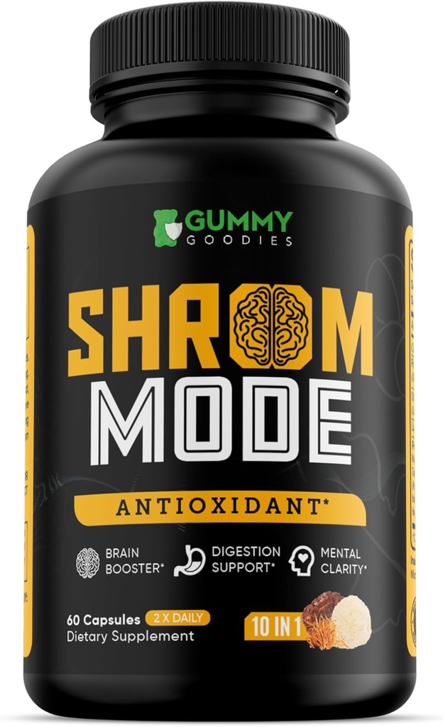 Organic Mushroom Supplement 10- in-1, Reishi, Lions Mane, Cordyceps, Chaga, Turcja Ogon, Naturalne immunologiczne i Cognitive Health Boost, 60 Kapsułki wegetariańskie