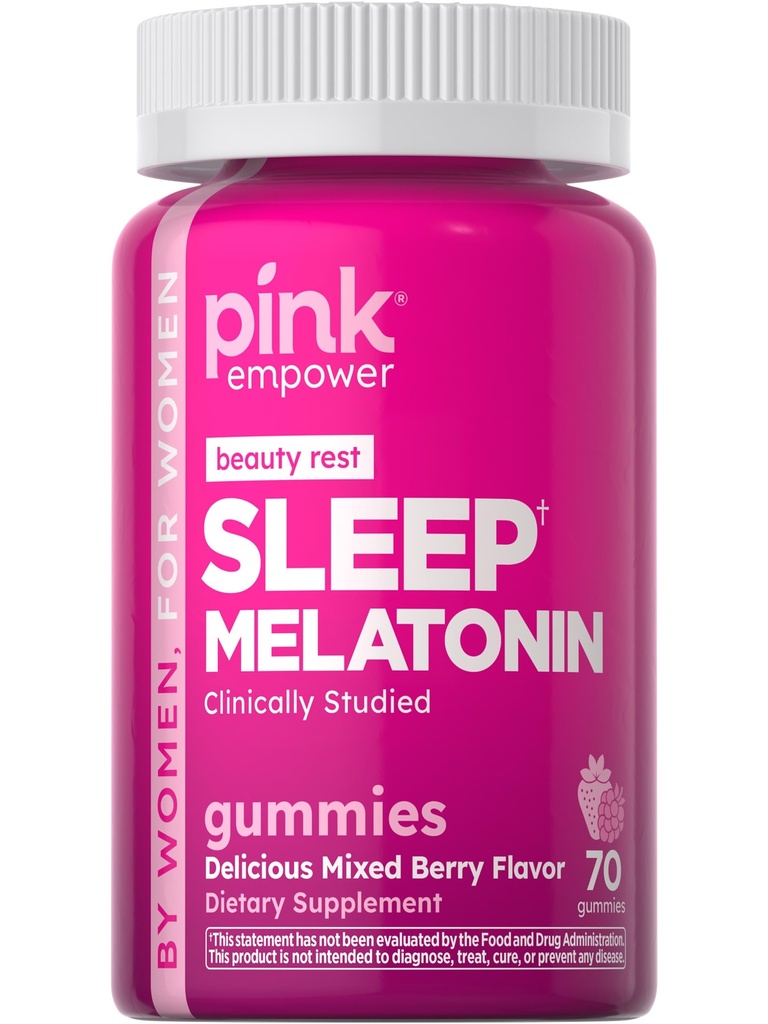 PINK Melatonina Gumiaki 10mg 124mg; Max Potency 124; Mieszany Flavor Berry 124; Wegan, Non-GMO & Gluten