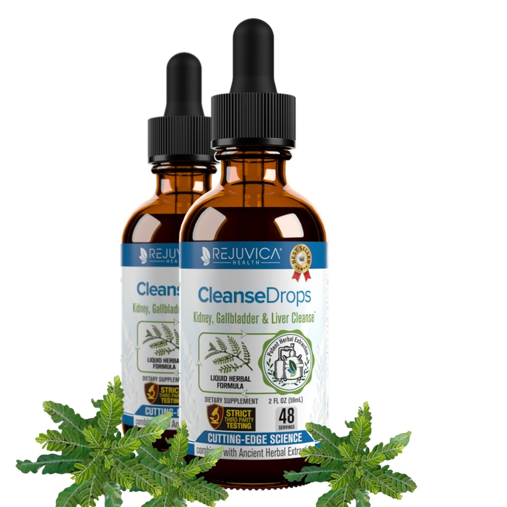 Rejuvica Health Cleanse Drops - Advanced Nerki & pęcherzyk żółciowy Cleanse Supplement Supplement - Liquid Delivery for Better Absorption - Chanca Piedra