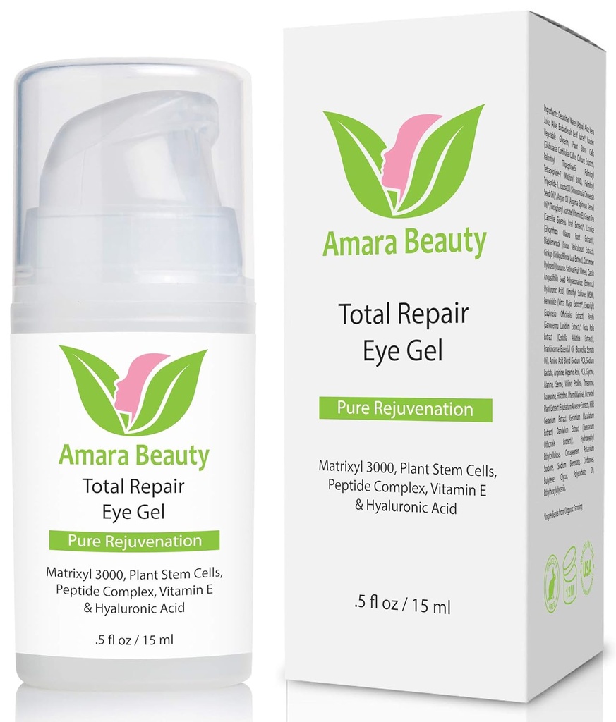 Amara Beauty Eye Cream żel do ciemnych kręgów i puffiness z peptydami i kwasem hialuronowym, 0,5 fl. oz.