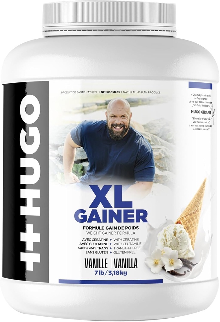 + + Hugo XL Gainer Nutrition Girard Proszek 124; Weight Gainer Formula 124; z kreatrem 124; z glutaminą 124; bez tłuszczu trans 124; bez glutenu 124; 7LB / 3.18KG BEL124; Vanilla / Czekoladowy Flavor (Vanilla)