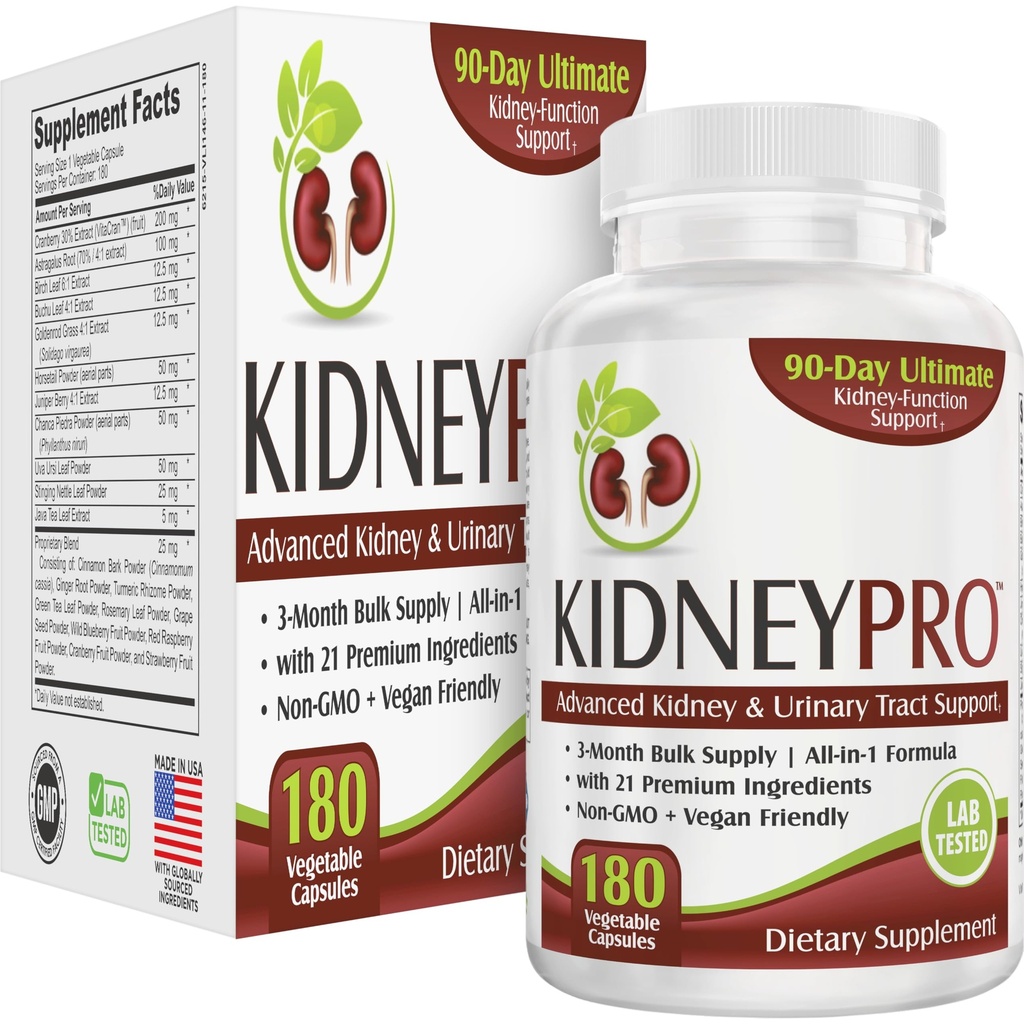 Nerki - PRO 124; 3- Miesiące Dostawa z 21 Suplementów do Zdrowia Nerki 124; All- in-1 Mieszanka 124; Nerki i Urynary Tract Supplement Supplement Amend124; 90- Day Bulk Supply 124; 180 Kapsułki
