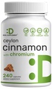Ceylon Cynamon z chromem 1000mcg, 240 Kapsułek 124; Aktywny ekstrakt z Kora Wewnętrznego, True Sri Lanka Źródło 124; Naturalne suplementy cynamonu