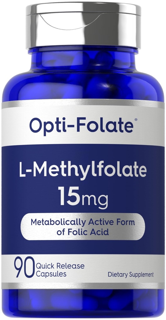 Carlyle L Metylfolan 15 mg 124; 90 Kapsułki 124; Max Potency 124; Zoptymalizowany i aktywowany 124; Nie-GMO, Gluten wolny 124; Metyl Folate, 5- MTHF X124; Opti- Folate