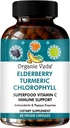 Organic Veda Elderberry Chlorophyll Immune Supplement - Superfoods Antyoksydanty, Zielona Witamina C, Wyciąg z nasion winorośli, Acerola, Moringa & Papaya Enzymes - 60 Kapsułki wegańskie